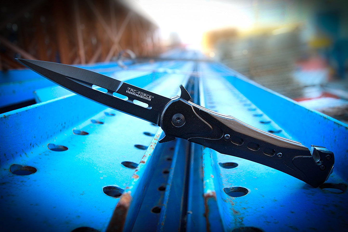 TAC Force TF-719BK Assisted Opening Folding Tactical Knife 4.5-Inch Closed, Black Blade, Black Handle