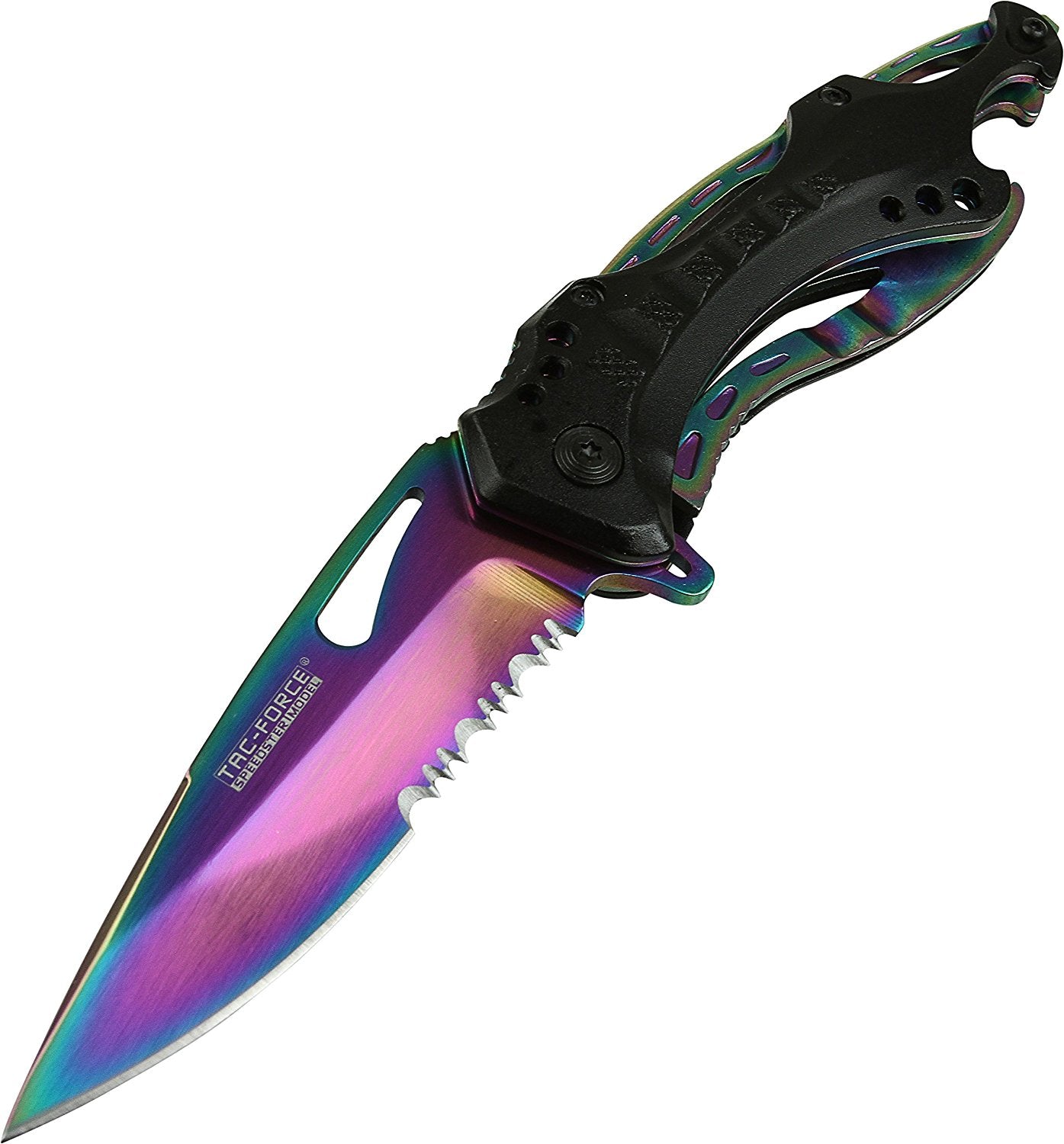 TAC Force TF-705 Series Assisted Opening Tactical Folding Knife, Half-Serrated Blade, 4-1/2-Inch Closed