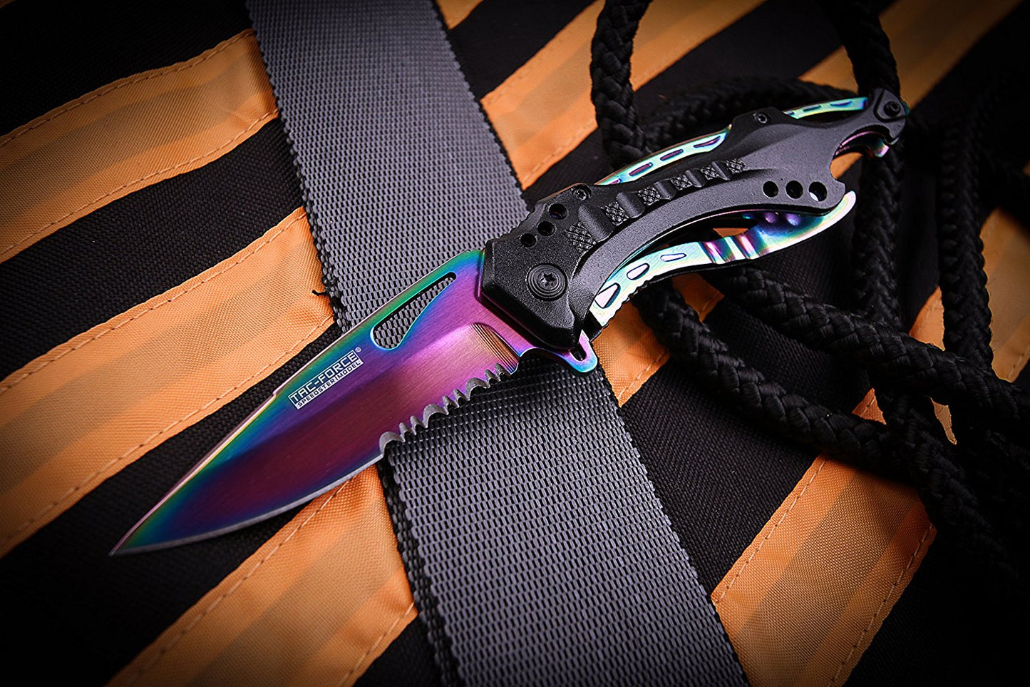 TAC Force TF-705 Series Assisted Opening Tactical Folding Knife, Half-Serrated Blade, 4-1/2-Inch Closed