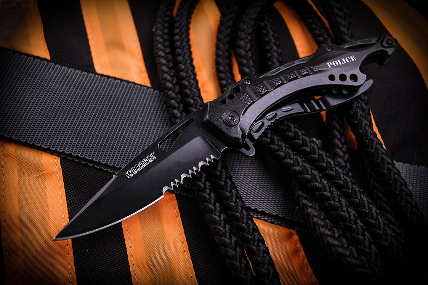 TAC Force TF-705 Series Assisted Opening Tactical Folding Knife, Half-Serrated Blade, 4-1/2-Inch Closed