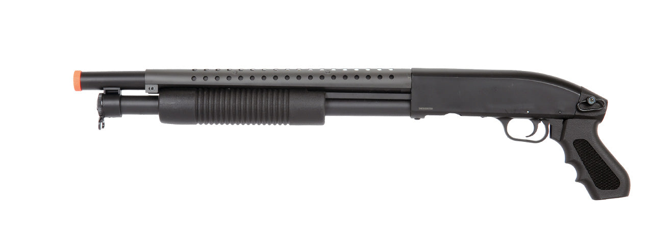 DOUBLE EAGLE AIRSOFT SHOTGUN METAL WITH TACTICAL PISTOL GRIP - BLACK