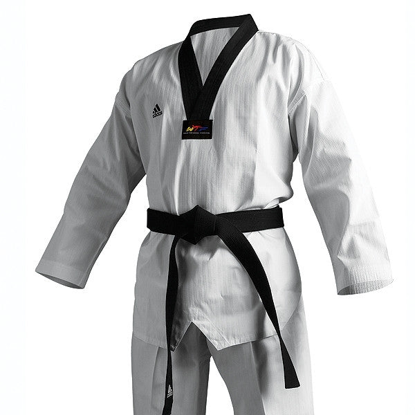 Adidas Champion II TKD Uniform, Black Lapel - SparringGearSet.com - 1