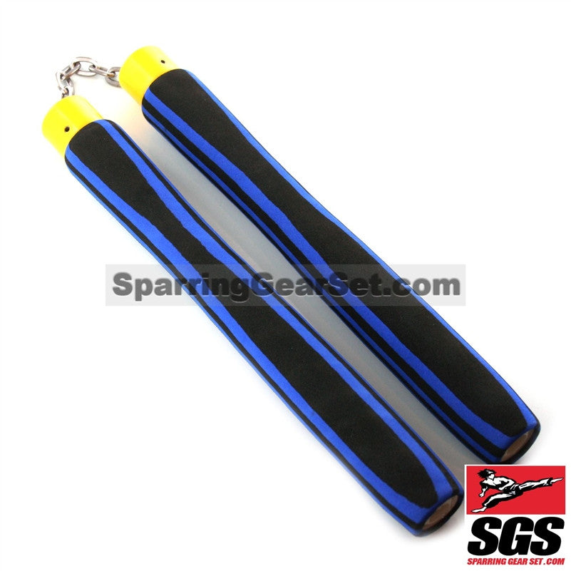 New Light Foam Nunchaku w/ Stripe, Blue - SparringGearSet.com