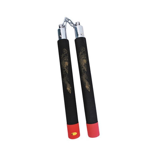 Nunchaku Foam Black with Red Tip, Ball Bearing - SparringGearSet.com