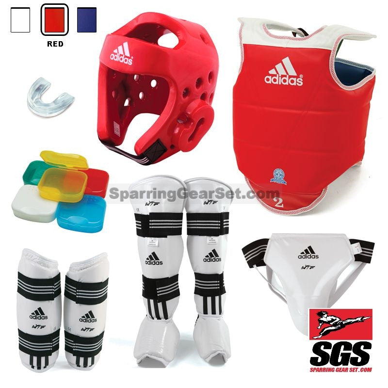 Adidas Complete Taekwondo Sparring Gear Set w Shin Instep Guards