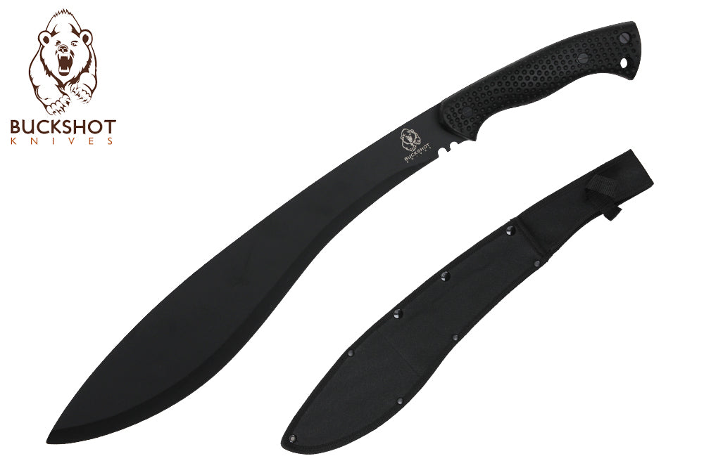 22" All Black Kukri Machete W/ Rubber Handle And Sheath