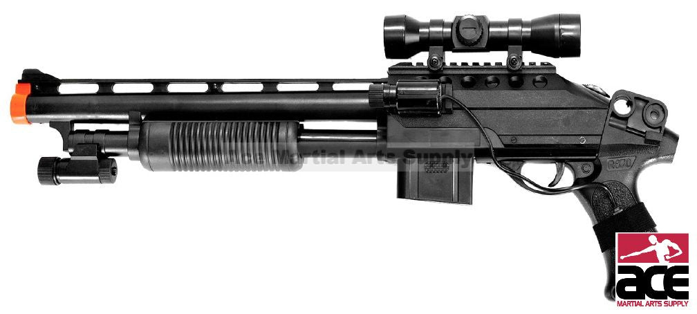 NEW SPRING AIRSOFT PUMP SHOTGUN PISTOL SNIPER RIFLE GUN w/ BB LASER SCOPE LIGHT