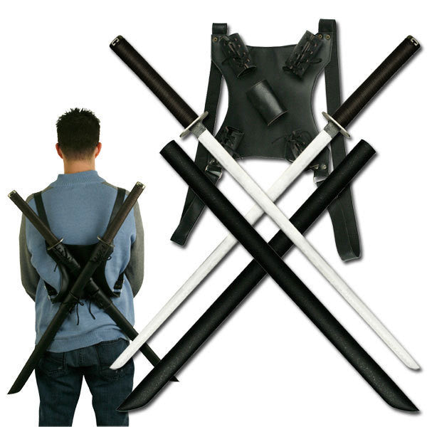 LEONARDO DUAL NINJA SWORDS W/ BACK CARRYING SCABBARD - SparringGearSet.com - 1