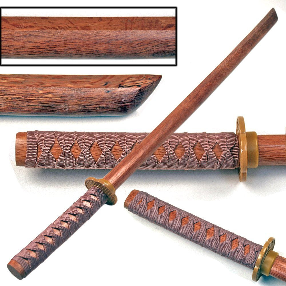 Hardwood Training Wooden Sword -Natural Bokken with Beige Cord Wrap