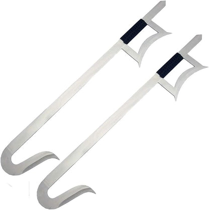 Chinese Hook Swords Set of 2 Silver
