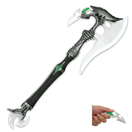 Alien Warrior Fantasy Battle Axe w/ Dagger & Plaque New