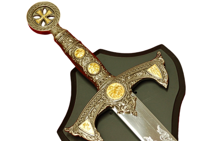 34" Steel Medieval Knights Templar Crusader Sword w/Plaque