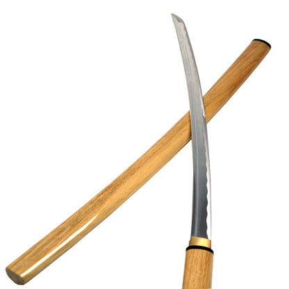 Ace Martial Arts Supply Handmade Japanese Shirasaya Samurai Katana Sharp Sword-(Natural)