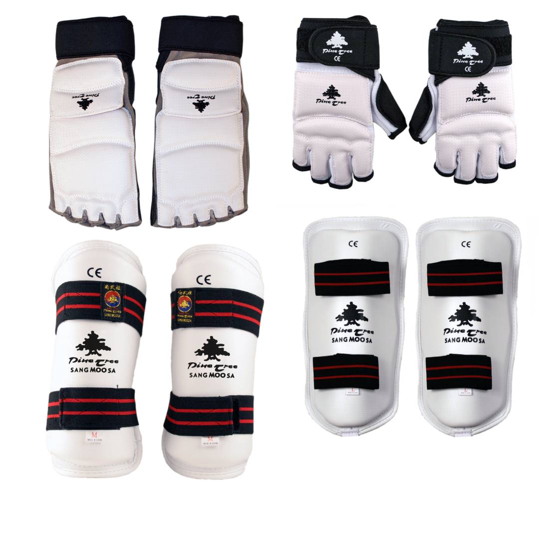 Ping Tree Samgmoosa White Vinyl Forearm, Gloves, Shin and Foot Guard