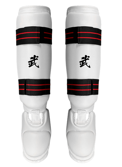 White Vinyl Sparring Gear Set Forearm and Shin Instep Guards
