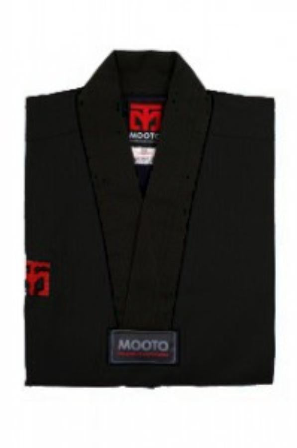 Mooto Color Ribbed Taekwondo Black V-neck Uniform - Black - SparringGearSet.com - 1