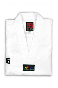 MOOTO SEASON 4 WHITE V NECK TAEKWONDO UNIFORM - SparringGearSet.com - 1