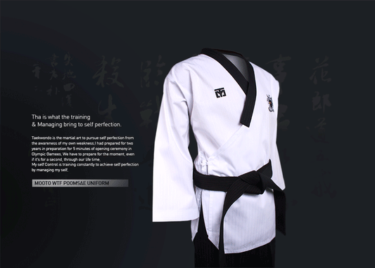 Mooto POOM MALE TAEBEK DAN (BLACK BELT) UNIFORM - SparringGearSet.com - 1