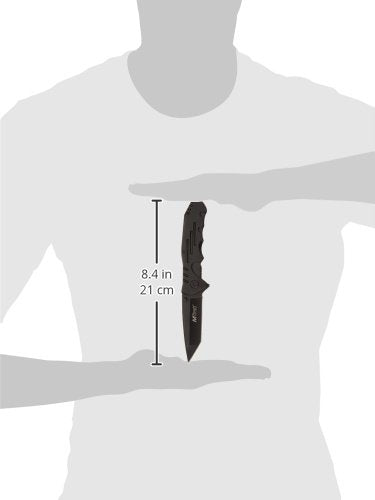 MTech USA MT-378 Folding Tactical Knife, Tanto Blade, Black Steel Handle, 4-1/2-Inch Closed