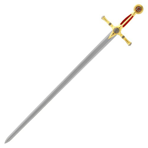 Masonic Sword Medieval with Red Fabric Grip and Display Plaque