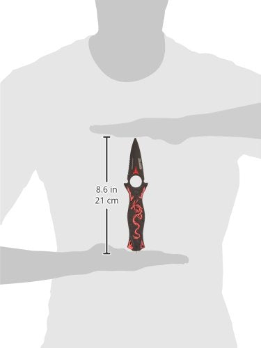 TAC Force TF-707 Series Assisted Opening Folding Knife, Black Half-Serrated Blade, Dragon Handle, 4-1/2-Inch Closed