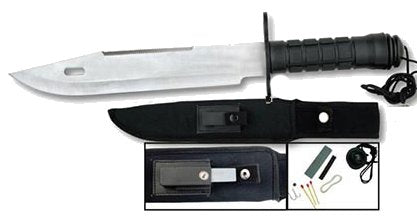 Silver Ultimate Survival Knife 15" w/ Compass