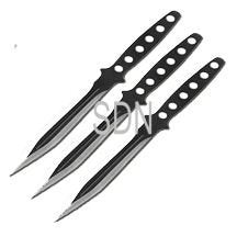 3 Pieces Black Silver Throwing Knives Set 6" Overall Length