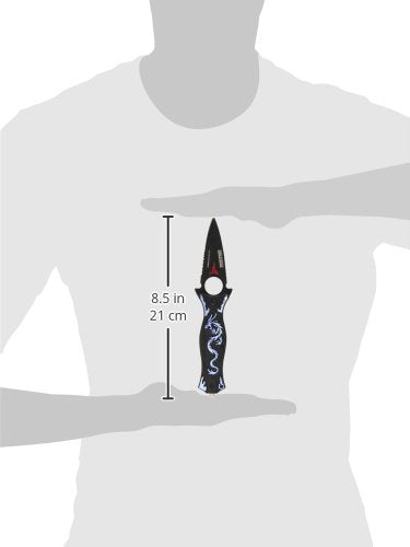 TAC Force TF-707 Series Assisted Opening Folding Knife, Black Half-Serrated Blade, Dragon Handle, 4-1/2-Inch Closed