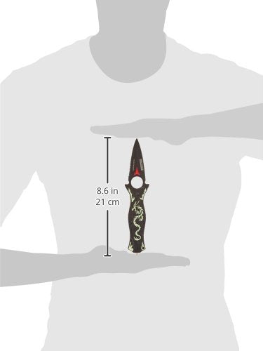 TAC Force TF-707 Series Assisted Opening Folding Knife, Black Half-Serrated Blade, Dragon Handle, 4-1/2-Inch Closed
