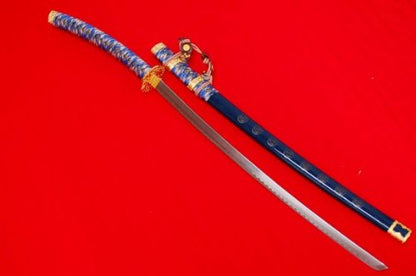 42" Blue Japanese Shogun Tachi Ceremonial Samurai Kanata Steel Sword