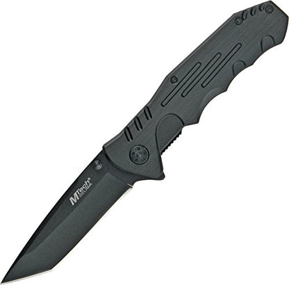 MTech USA MT-378 Folding Tactical Knife, Tanto Blade, Black Steel Handle, 4-1/2-Inch Closed