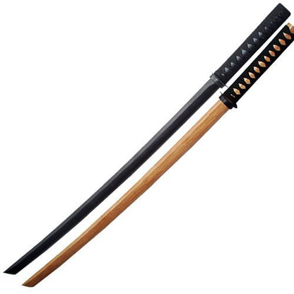 1 Black Bokken & 1 Natural Bokken Practice Sword Set with Cordwrap