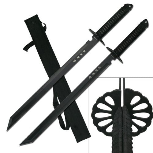 2 PC Large Full Tang 28" Ninja Twin Tanto Blade Sword Machete w/Nylon Sheath