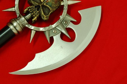 Steel Medieval Skull Gothic Battle Double Axe w/ Plaque