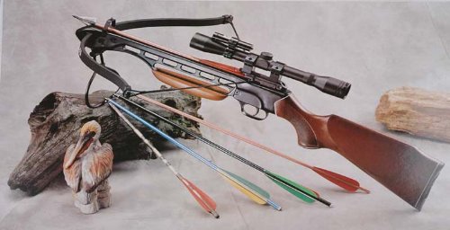 150 Lbs Wood Crossbow with Scope and Pack of Metal Arrows