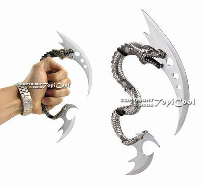 Fantasy Dual Dragon Dagger Sword w/ Wall Mount Plaque