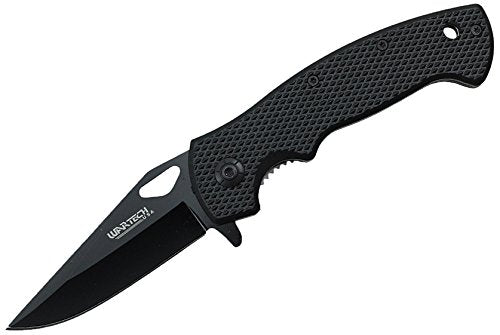 Wartech YC-S-9501-BK 8" Assisted Open Folding Tactical Survival Pocket Knife with Black Blade and Plastic Handle