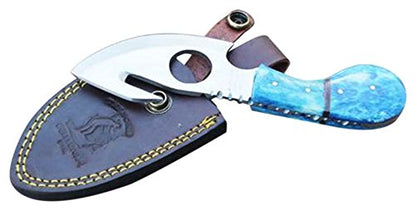 New Bone Collector BC 794 3 Colors Fixed Blade Skinning Knife with Leather Sheath 7 Inch Overall Red Yellow Blue Full Tang Saw Tooth Blade