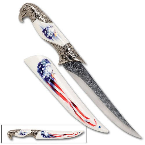 American Eagle Dagger Bowie Gift Knife w/ Colored Scab