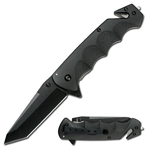 TAC Force TF-499BT Spring Assist Folding Knife, Black Tanto Blade, Black Handle, 4.75-Inch Closed