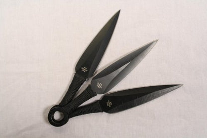 Ace Martial Arts Supply Ninja Stealth Black Throwing Knives with Nylon Case (Set of 3)