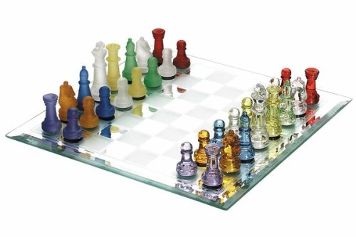 CHH Imports 12 Inch Tinted Glass Chess Set