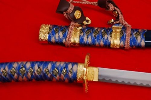 42" Blue Japanese Shogun Tachi Ceremonial Samurai Kanata Steel Sword