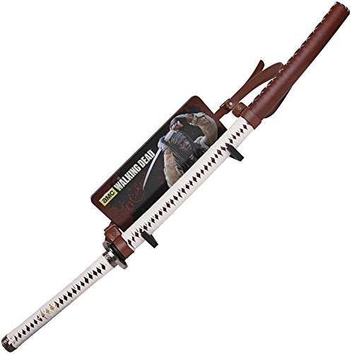 Walking Dead MC-WD001WS Officially Licensed Samurai Sword with Wall Mount, Leather-Wrapped Handle, and Wood Scabbard, 40-1/2-Inch Overall