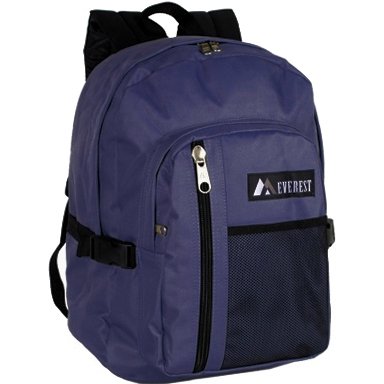 Everest Bags Backpack w/Front Mesh Pocket School Backpacks, Navy/Black