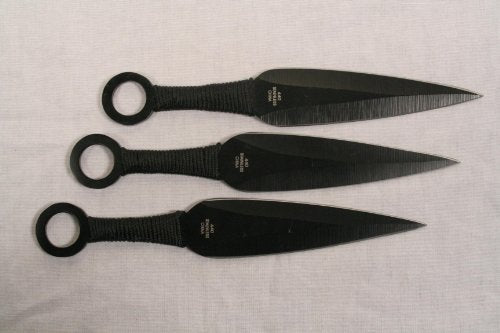 Ace Martial Arts Supply Ninja Stealth Black Throwing Knives with Nylon Case (Set of 3)