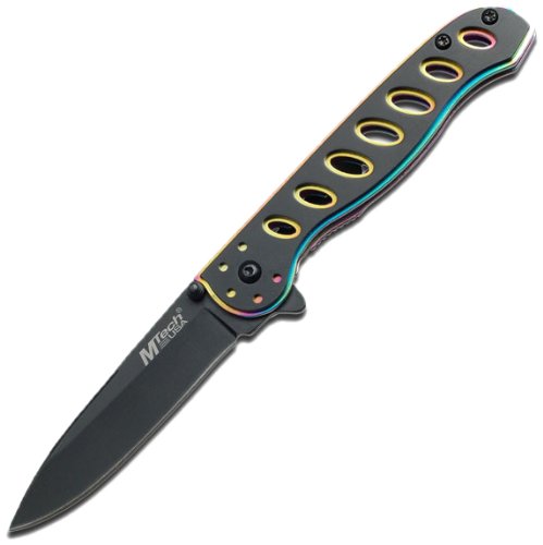 Mtech 428 Stainless Steel Ti-coated Folder Knife, Black Handle