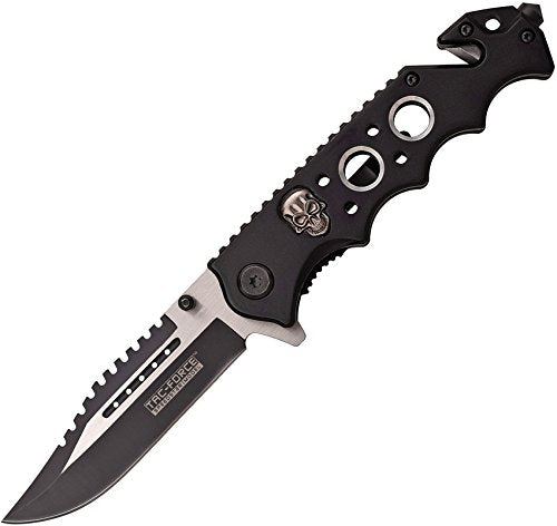 TAC Force TF-809 Series Spring Assist Folding Knife, Two-Tone Blade, 4.5-Inch Closed