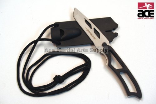 TACTICAL COMBAT MINI NECK KNIFE MILITARY Pocket Boot Neck Fixed Blade Silver
