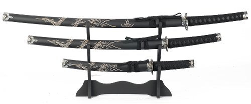 Super Christmas Deal or No Deal Japanese Samurai Swords Series - a set of Three (3) Japanese Samurai Swords with 40", 31" & 21" Carbon Steel Blade with Stand
